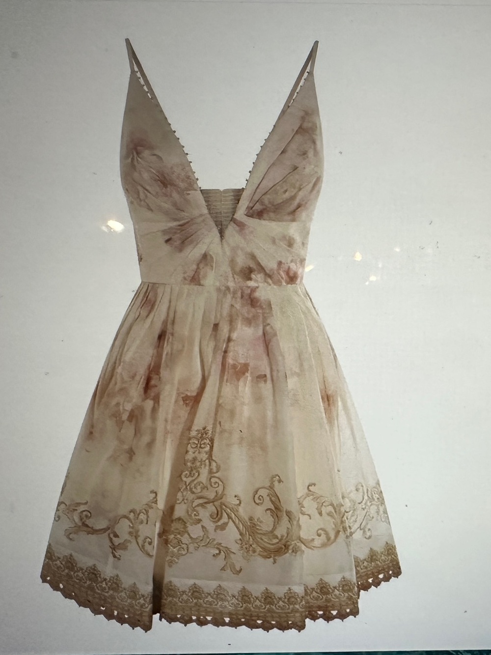 Zimmermann size 2 Hypnotic V-Neck Floral Mini Dress in Cream and Soft Pink US 8